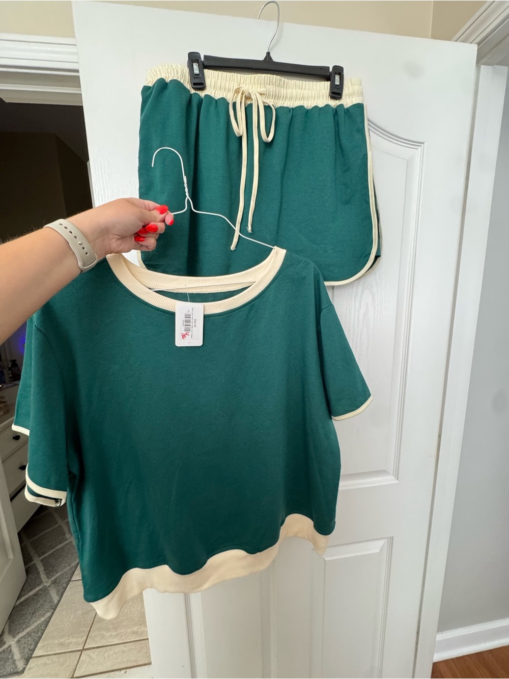 Green and Cream Two-Piece Casual/Lounge Set